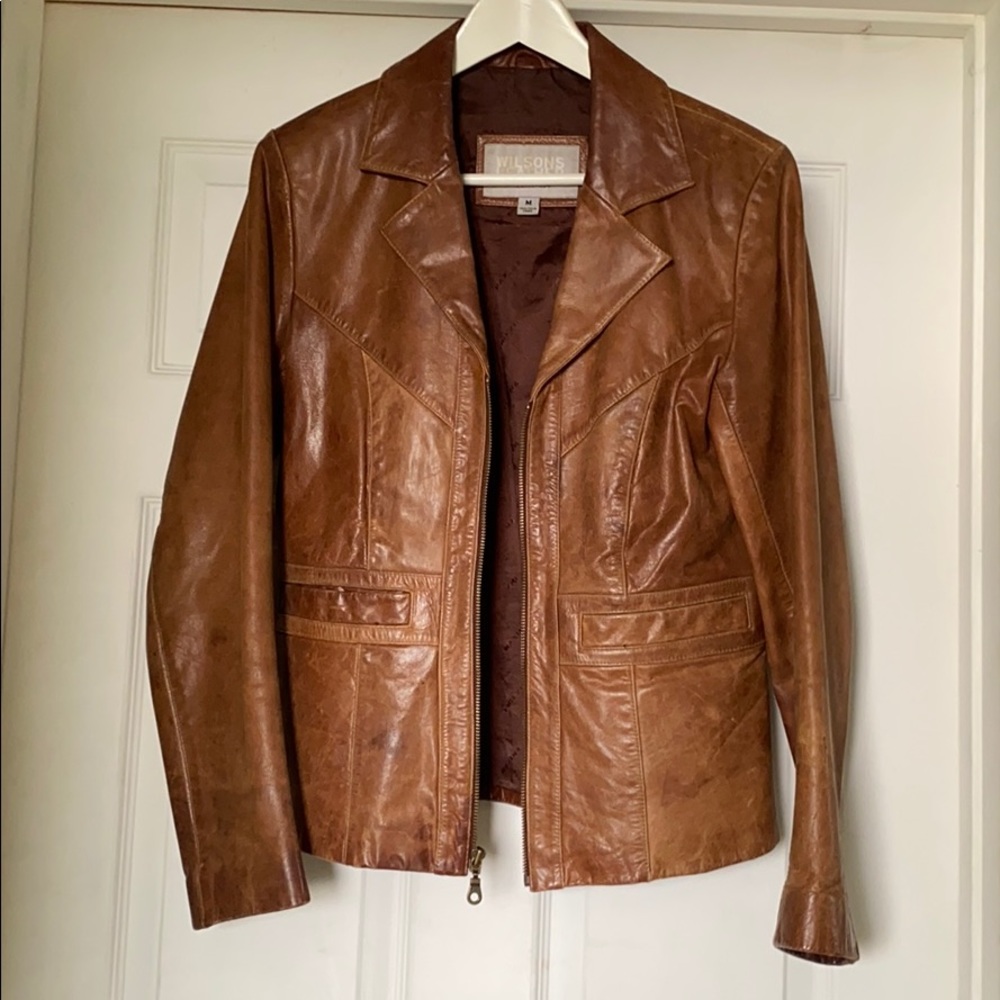 Wilsons leather tan vintage jacket